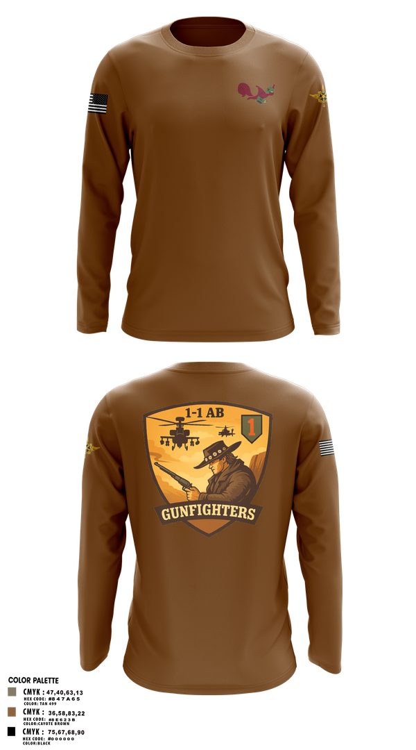 Long Sleeve Performance Shirt, 1-1 Attack Battalion, HHC, S2, Army, Teamtime, Team time, sublimation, custom sports apparel, team uniforms, spirit wear, spiritwear, sports uniforms, custom shirts, team store, custom team store, fundraiser sports, apparel fundraiser