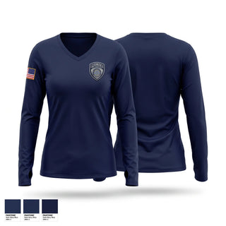 Womens Long Sleeve Vneck Shirt, Williamsburg Police Department, Police, Teamtime, Team time, sublimation, custom sports apparel, team uniforms, spirit wear, spiritwear, sports uniforms, custom shirts, team store, custom team store, fundraiser sports, apparel fundraiser