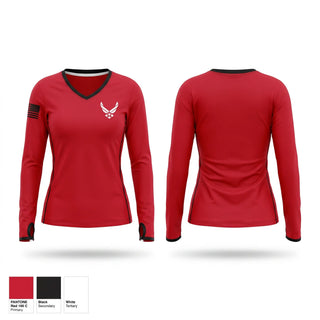 Womens Long Sleeve Vneck Shirt, Ga-931, Air Force, Teamtime, Team time, sublimation, custom sports apparel, team uniforms, spirit wear, spiritwear, sports uniforms, custom shirts, team store, custom team store, fundraiser sports, apparel fundraiser