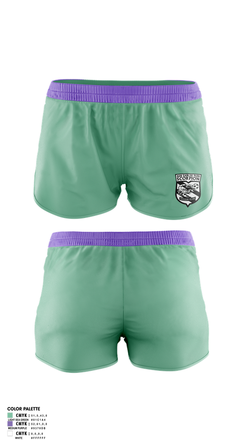 Womens Soccer Shorts, San Carlos Park Scorpion SC, Women's Soccer, Teamtime, Team time, sublimation, custom sports apparel, team uniforms, spirit wear, spiritwear, sports uniforms, custom shirts, team store, custom team store, fundraiser sports, apparel fundraiser