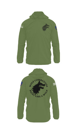 Windbreaker, Wolf Combatives, Army, Teamtime, Team time, sublimation, custom sports apparel, team uniforms, spirit wear, spiritwear, sports uniforms, custom shirts, team store, custom team store, fundraiser sports, apparel fundraiser
