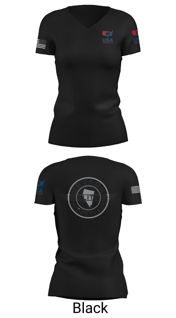 Womens Short Sleeve Vneck Shirt, Nevada Elite Wrestling, Wrestling, Teamtime, Team time, sublimation, custom sports apparel, team uniforms, spirit wear, spiritwear, sports uniforms, custom shirts, team store, custom team store, fundraiser sports, apparel fundraiser