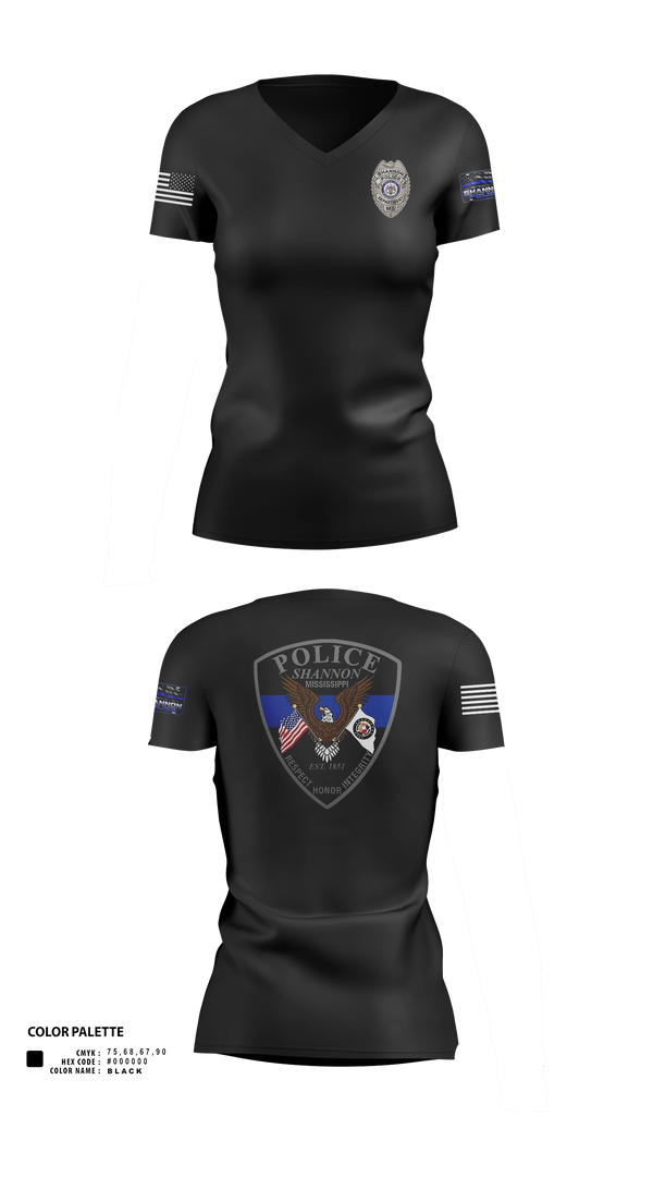 SPD PATROL Women's Short Sleeve V-neck Shirt - 21