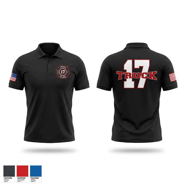 Short Sleeve Performance Polo, Truck 17, Fire Department, Teamtime, Team time, sublimation, custom sports apparel, team uniforms, spirit wear, spiritwear, sports uniforms, custom shirts, team store, custom team store, fundraiser sports, apparel fundraiser