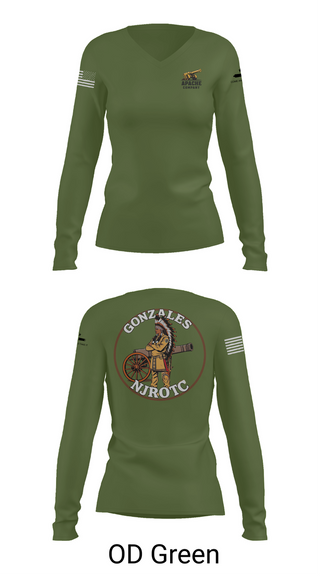 Womens Long Sleeve Vneck Shirt, NJROTC Apache Company, , Teamtime, Team time, sublimation, custom sports apparel, team uniforms, spirit wear, spiritwear, sports uniforms, custom shirts, team store, custom team store, fundraiser sports, apparel fundraiser