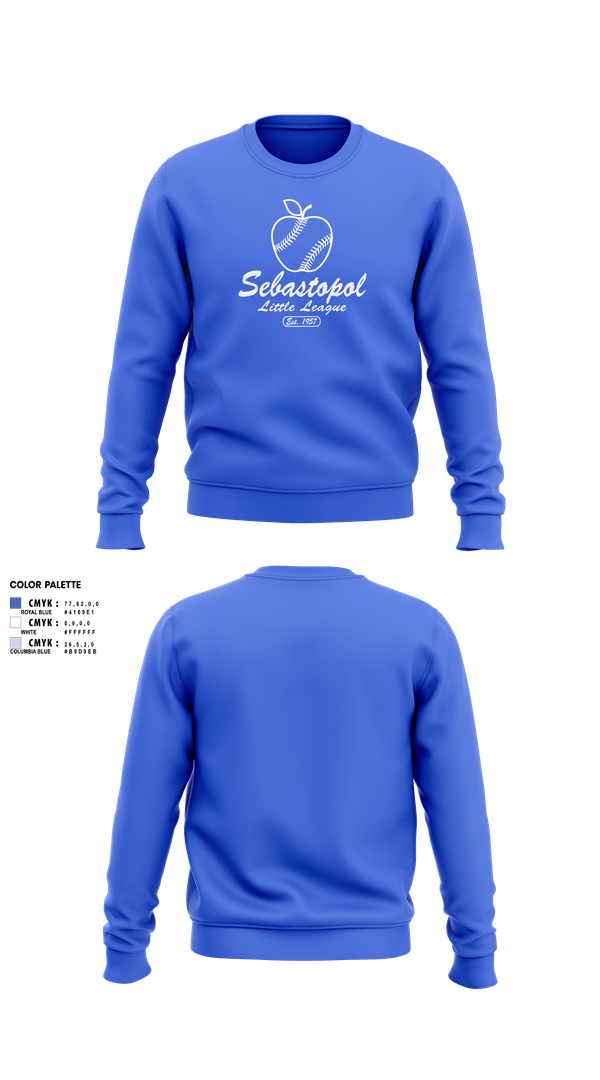 Crew Neck Sweatshirt, Sebastopol Little League, Baseball, Teamtime, Team time, sublimation, custom sports apparel, team uniforms, spirit wear, spiritwear, sports uniforms, custom shirts, team store, custom team store, fundraiser sports, apparel fundraiser