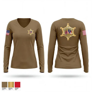 Womens Long Sleeve Vneck Shirt, Mobile County Sheriffs Office, Police, Teamtime, Team time, sublimation, custom sports apparel, team uniforms, spirit wear, spiritwear, sports uniforms, custom shirts, team store, custom team store, fundraiser sports, apparel fundraiser