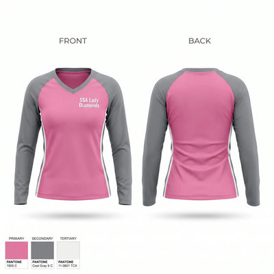 SSA Lady Diamonds Women's Long Sleeve V-neck Shirt - 1