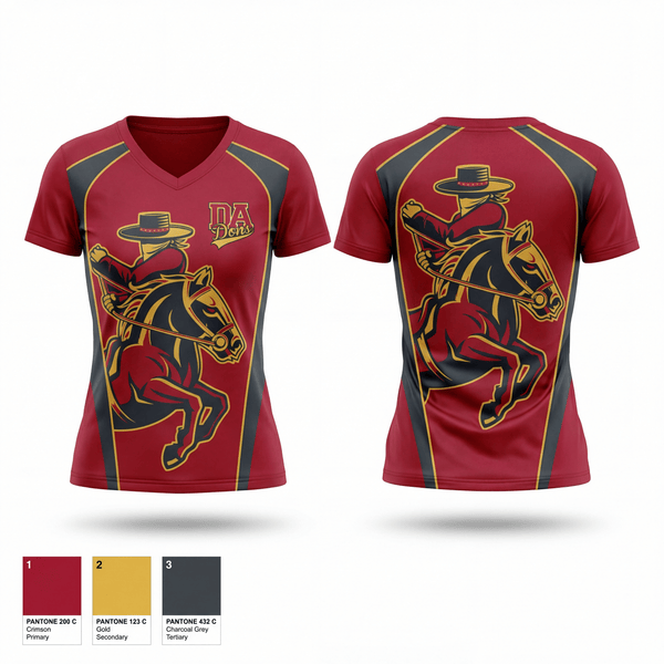Womens Short Sleeve Vneck Shirt, DeAnza High School Dons, Track & Field, Teamtime, Team time, sublimation, custom sports apparel, team uniforms, spirit wear, spiritwear, sports uniforms, custom shirts, team store, custom team store, fundraiser sports, apparel fundraiser