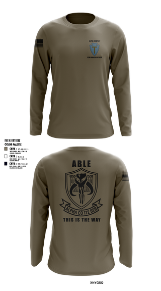 Long Sleeve Performance Shirt, A Co 172 BEB, National Guard, Teamtime, Team time, sublimation, custom sports apparel, team uniforms, spirit wear, spiritwear, sports uniforms, custom shirts, team store, custom team store, fundraiser sports, apparel fundraiser