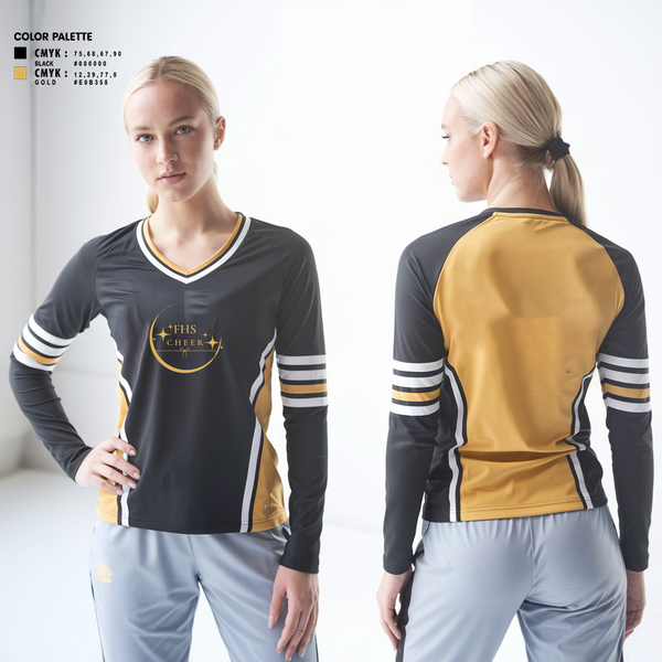 Womens Long Sleeve Vneck Shirt, Fredericktown High School Cheerleading, Cheer, Teamtime, Team time, sublimation, custom sports apparel, team uniforms, spirit wear, spiritwear, sports uniforms, custom shirts, team store, custom team store, fundraiser sports, apparel fundraiser