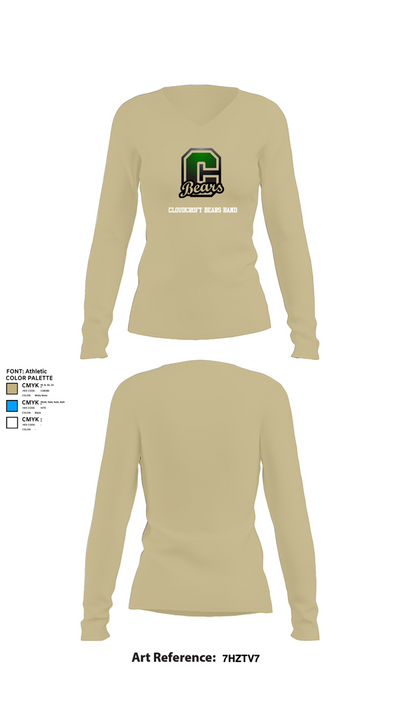 Cloudcroft Bears Band 7760214 Women's Long Sleeve V-neck Shirt - 33