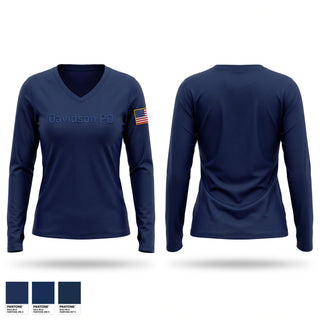 Womens Long Sleeve Vneck Shirt, Davidson PD, Police, Teamtime, Team time, sublimation, custom sports apparel, team uniforms, spirit wear, spiritwear, sports uniforms, custom shirts, team store, custom team store, fundraiser sports, apparel fundraiser