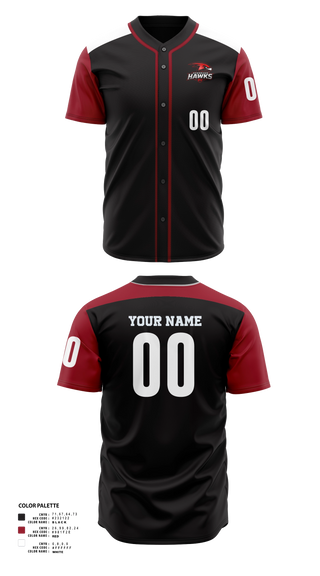 Full Button Baseball Jersey, HAWKS, Baseball, Teamtime, Team time, sublimation, custom sports apparel, team uniforms, spirit wear, spiritwear, sports uniforms, custom shirts, team store, custom team store, fundraiser sports, apparel fundraiser