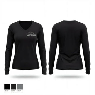 Womens Long Sleeve Vneck Shirt, Woodbridge Police Department Special Operations, Police, Teamtime, Team time, sublimation, custom sports apparel, team uniforms, spirit wear, spiritwear, sports uniforms, custom shirts, team store, custom team store, fundraiser sports, apparel fundraiser