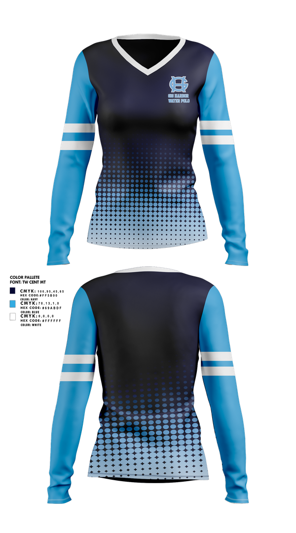 Womens Long Sleeve Vneck Shirt, Gig Harbor Water Polo, Water Polo, Teamtime, Team time, sublimation, custom sports apparel, team uniforms, spirit wear, spiritwear, sports uniforms, custom shirts, team store, custom team store, fundraiser sports, apparel fundraiser