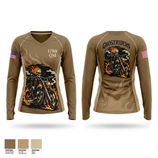 Womens Long Sleeve Vneck Shirt, 1788 QM, Army, Teamtime, Team time, sublimation, custom sports apparel, team uniforms, spirit wear, spiritwear, sports uniforms, custom shirts, team store, custom team store, fundraiser sports, apparel fundraiser