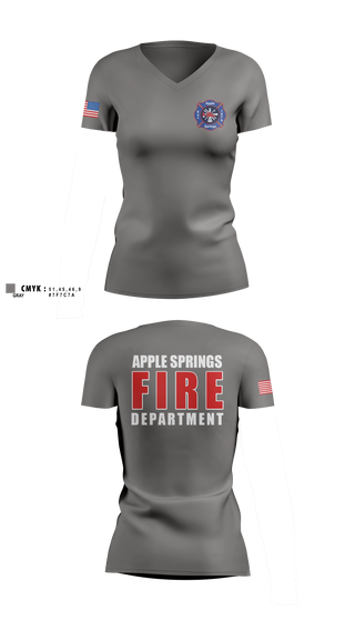 Womens Short Sleeve Vneck Shirt, Apple Springs, Fire Department, Teamtime, Team time, sublimation, custom sports apparel, team uniforms, spirit wear, spiritwear, sports uniforms, custom shirts, team store, custom team store, fundraiser sports, apparel fundraiser