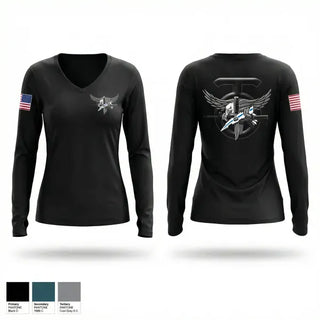 Womens Long Sleeve Vneck Shirt, Special Reaction Team, Marines, Teamtime, Team time, sublimation, custom sports apparel, team uniforms, spirit wear, spiritwear, sports uniforms, custom shirts, team store, custom team store, fundraiser sports, apparel fundraiser