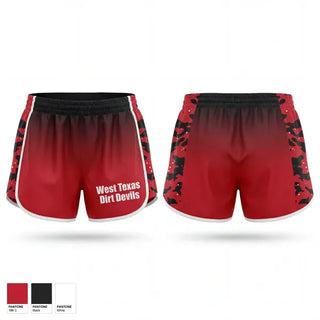 Womens Shorts, West Texas Dirt Devils, Baseball, Teamtime, Team time, sublimation, custom sports apparel, team uniforms, spirit wear, spiritwear, sports uniforms, custom shirts, team store, custom team store, fundraiser sports, apparel fundraiser