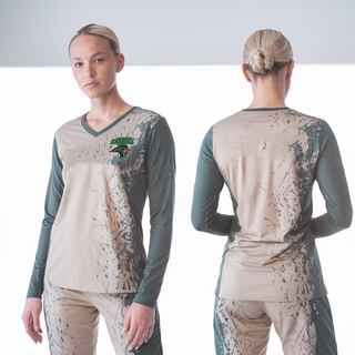Womens Long Sleeve Vneck Shirt, Archbishop Carroll Cheer, Cheer, Teamtime, Team time, sublimation, custom sports apparel, team uniforms, spirit wear, spiritwear, sports uniforms, custom shirts, team store, custom team store, fundraiser sports, apparel fundraiser