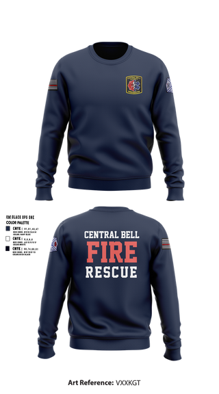 Crew Neck Sweatshirt, Central Bell County Fire Rescue, Fire Department, Teamtime, Team time, sublimation, custom sports apparel, team uniforms, spirit wear, spiritwear, sports uniforms, custom shirts, team store, custom team store, fundraiser sports, apparel fundraiser