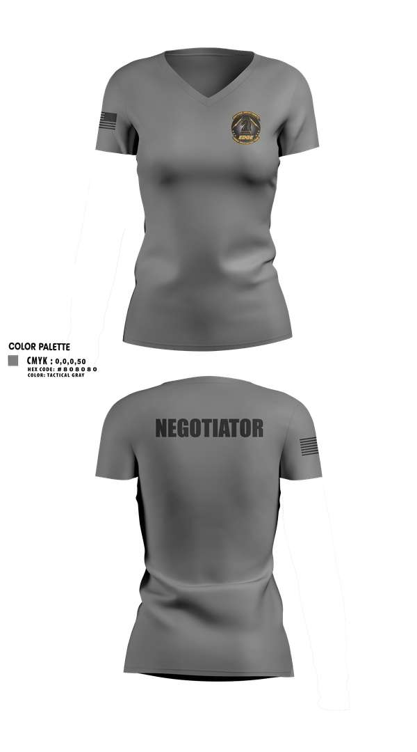 Womens Short Sleeve Vneck Shirt, EDGE SWAT, Police, Teamtime, Team time, sublimation, custom sports apparel, team uniforms, spirit wear, spiritwear, sports uniforms, custom shirts, team store, custom team store, fundraiser sports, apparel fundraiser