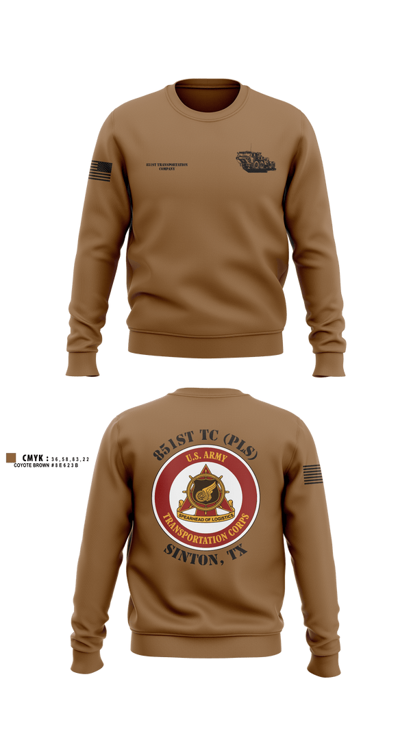 Crew Neck Sweatshirt, 851st Transportation Company, Army, Teamtime, Team time, sublimation, custom sports apparel, team uniforms, spirit wear, spiritwear, sports uniforms, custom shirts, team store, custom team store, fundraiser sports, apparel fundraiser