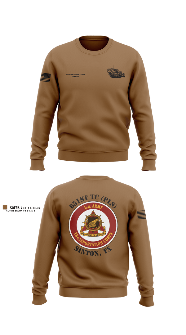 Crew Neck Sweatshirt, 851st Transportation Company, Army, Teamtime, Team time, sublimation, custom sports apparel, team uniforms, spirit wear, spiritwear, sports uniforms, custom shirts, team store, custom team store, fundraiser sports, apparel fundraiser