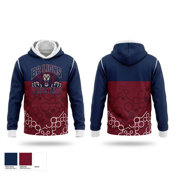 Hoodie, B2 lions, Wrestling, Teamtime, Team time, sublimation, custom sports apparel, team uniforms, spirit wear, spiritwear, sports uniforms, custom shirts, team store, custom team store, fundraiser sports, apparel fundraiser