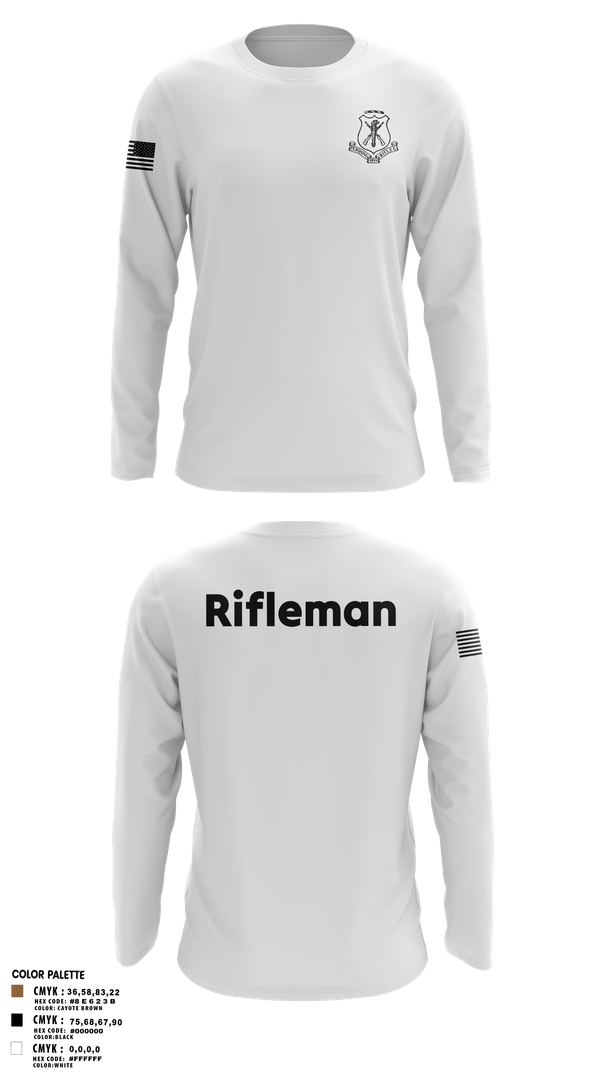Long Sleeve Performance Shirt, Pershing Rifles, Army, Teamtime, Team time, sublimation, custom sports apparel, team uniforms, spirit wear, spiritwear, sports uniforms, custom shirts, team store, custom team store, fundraiser sports, apparel fundraiser