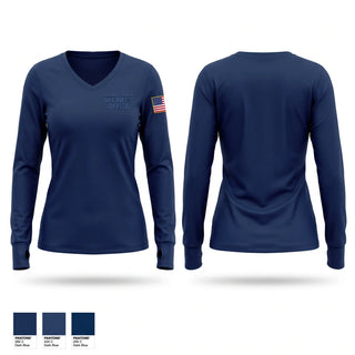 Womens Long Sleeve Vneck Shirt, Harris County Sheriff’s Office, Police, Teamtime, Team time, sublimation, custom sports apparel, team uniforms, spirit wear, spiritwear, sports uniforms, custom shirts, team store, custom team store, fundraiser sports, apparel fundraiser