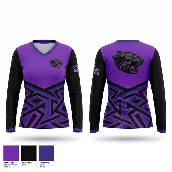 Womens Long Sleeve Vneck Shirt, Snake River panthers, Men's Basketball, Teamtime, Team time, sublimation, custom sports apparel, team uniforms, spirit wear, spiritwear, sports uniforms, custom shirts, team store, custom team store, fundraiser sports, apparel fundraiser