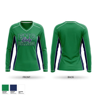 Womens Long Sleeve Vneck Shirt, ENC Lady Bulldogs, Softball, Teamtime, Team time, sublimation, custom sports apparel, team uniforms, spirit wear, spiritwear, sports uniforms, custom shirts, team store, custom team store, fundraiser sports, apparel fundraiser