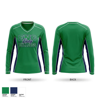 ENC Lady Bulldogs Women's Long Sleeve V-neck Shirt - 1