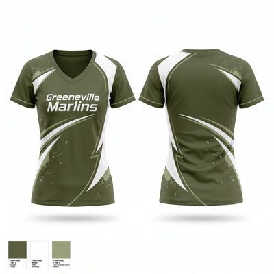 Greeneville Marlins Women's Short Sleeve V-neck Shirt - 1