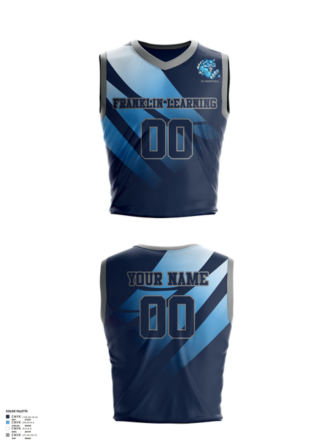 Mens Basketball Jersey, Franklin Learning Center Basketball, Women's Basketball, Teamtime, Team time, sublimation, custom sports apparel, team uniforms, spirit wear, spiritwear, sports uniforms, custom shirts, team store, custom team store, fundraiser sports, apparel fundraiser