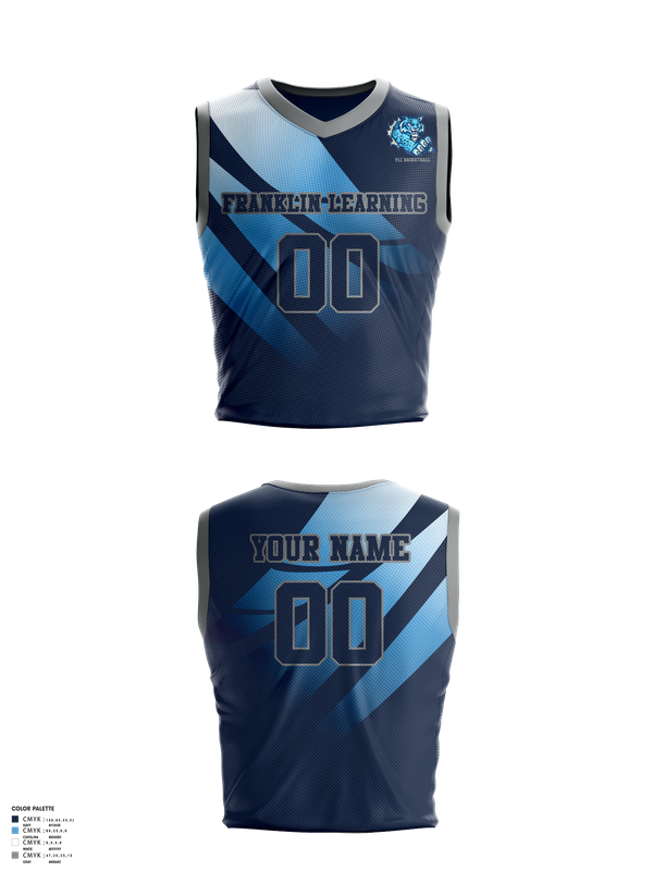 Mens Basketball Jersey, Franklin Learning Center Basketball, Women's Basketball, Teamtime, Team time, sublimation, custom sports apparel, team uniforms, spirit wear, spiritwear, sports uniforms, custom shirts, team store, custom team store, fundraiser sports, apparel fundraiser