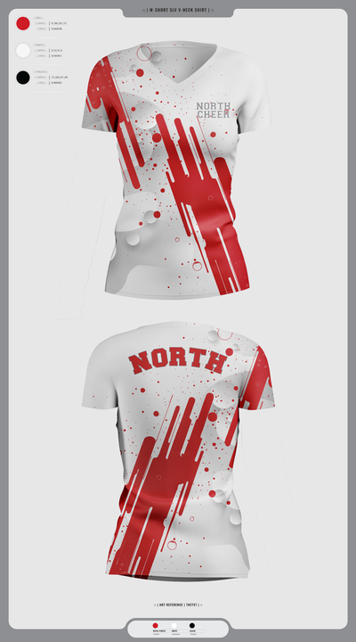 North Attleborough High School Cheer 88392583 Women's Short Sleeve V-neck Shirt - 2