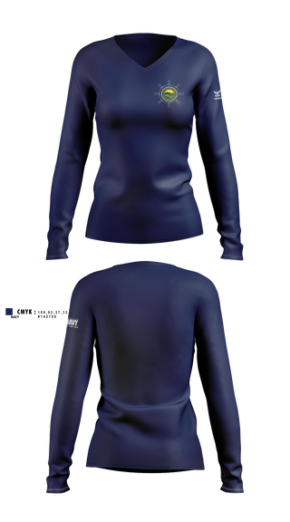 Womens Long Sleeve Vneck Shirt, NTAG HEARTLAND 2026, Navy, Teamtime, Team time, sublimation, custom sports apparel, team uniforms, spirit wear, spiritwear, sports uniforms, custom shirts, team store, custom team store, fundraiser sports, apparel fundraiser
