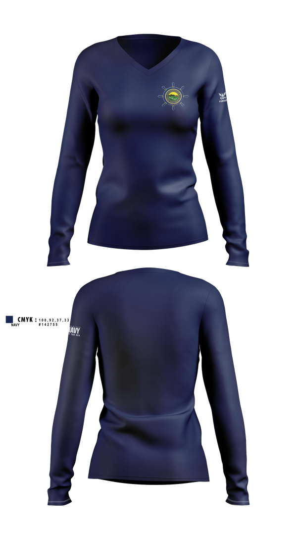 Womens Long Sleeve Vneck Shirt, NTAG HEARTLAND 2026, Navy, Teamtime, Team time, sublimation, custom sports apparel, team uniforms, spirit wear, spiritwear, sports uniforms, custom shirts, team store, custom team store, fundraiser sports, apparel fundraiser