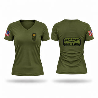 Womens Short Sleeve Vneck Shirt, Bland County Sheriffs Office, Police, Teamtime, Team time, sublimation, custom sports apparel, team uniforms, spirit wear, spiritwear, sports uniforms, custom shirts, team store, custom team store, fundraiser sports, apparel fundraiser