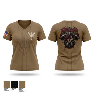Womens Short Sleeve Vneck Shirt, B. CO, 112th SIG BN, Army, Teamtime, Team time, sublimation, custom sports apparel, team uniforms, spirit wear, spiritwear, sports uniforms, custom shirts, team store, custom team store, fundraiser sports, apparel fundraiser