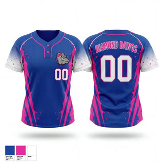 Two Button Softball Jersey, Diamond Dawgs, Softball, Teamtime, Team time, sublimation, custom sports apparel, team uniforms, spirit wear, spiritwear, sports uniforms, custom shirts, team store, custom team store, fundraiser sports, apparel fundraiser