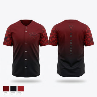 Full Button Baseball Jersey, Valpo Americans, Baseball, Teamtime, Team time, sublimation, custom sports apparel, team uniforms, spirit wear, spiritwear, sports uniforms, custom shirts, team store, custom team store, fundraiser sports, apparel fundraiser