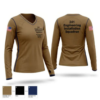 Womens Long Sleeve Vneck Shirt, 241 Engineering Installation Squadron, National Guard, Teamtime, Team time, sublimation, custom sports apparel, team uniforms, spirit wear, spiritwear, sports uniforms, custom shirts, team store, custom team store, fundraiser sports, apparel fundraiser