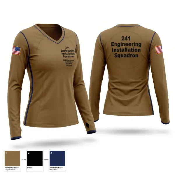 Womens Long Sleeve Vneck Shirt, 241 Engineering Installation Squadron, National Guard, Teamtime, Team time, sublimation, custom sports apparel, team uniforms, spirit wear, spiritwear, sports uniforms, custom shirts, team store, custom team store, fundraiser sports, apparel fundraiser