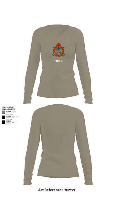 FMS #9 18239341 Women's Long Sleeve V-neck Shirt - 62