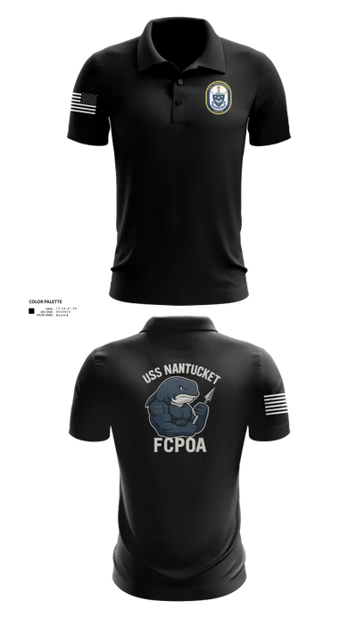 USS NANTUCKET LCS 27 Short Sleeve Performance Polo - 5
