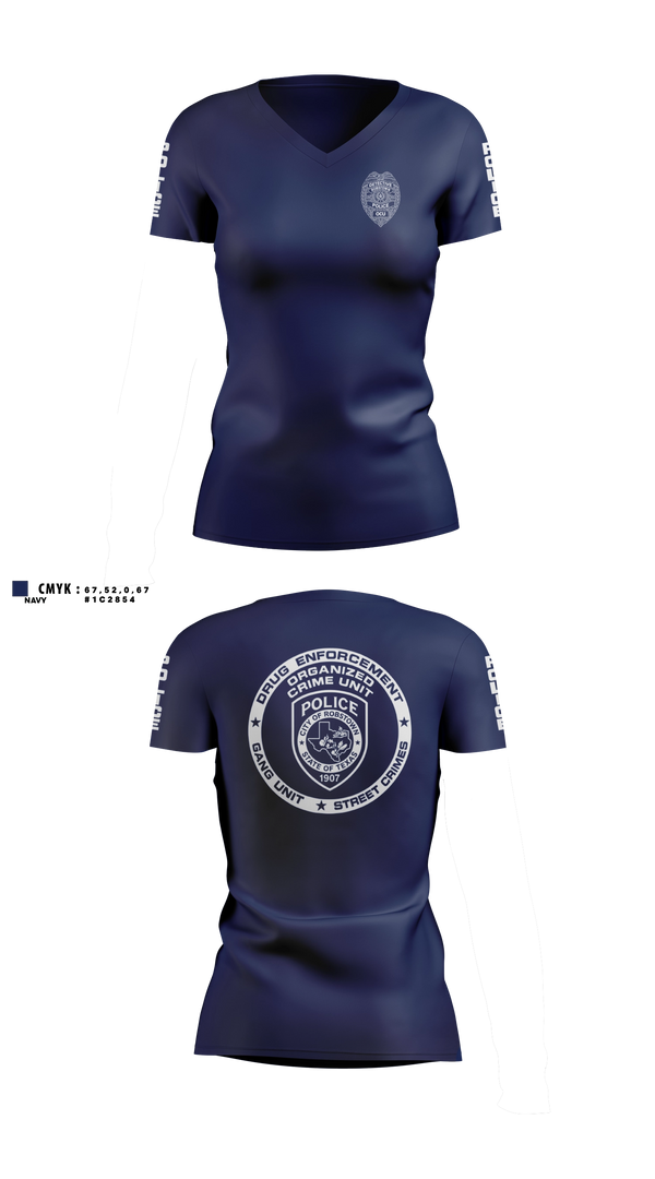 Womens Short Sleeve Vneck Shirt, Robstown Police Department Organized Crime Unit, Police, Teamtime, Team time, sublimation, custom sports apparel, team uniforms, spirit wear, spiritwear, sports uniforms, custom shirts, team store, custom team store, fundraiser sports, apparel fundraiser